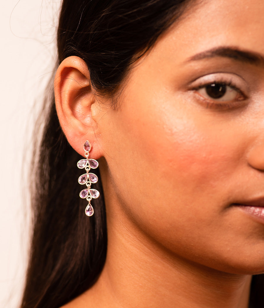 Amethyst Flower Drop Earrings