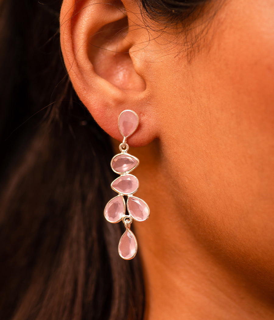 Rose Chalcedony Latkan Earrings