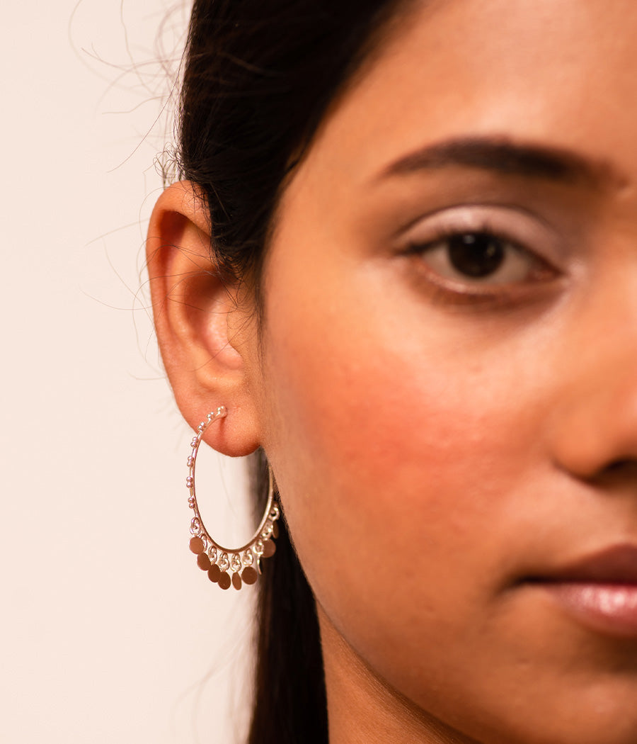 Sleek Silver Chandbali Inspired Earrings