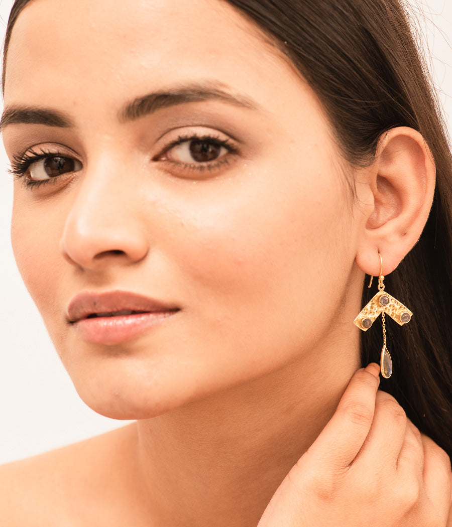 Labradorite North-facing Gold-Plated Earrings