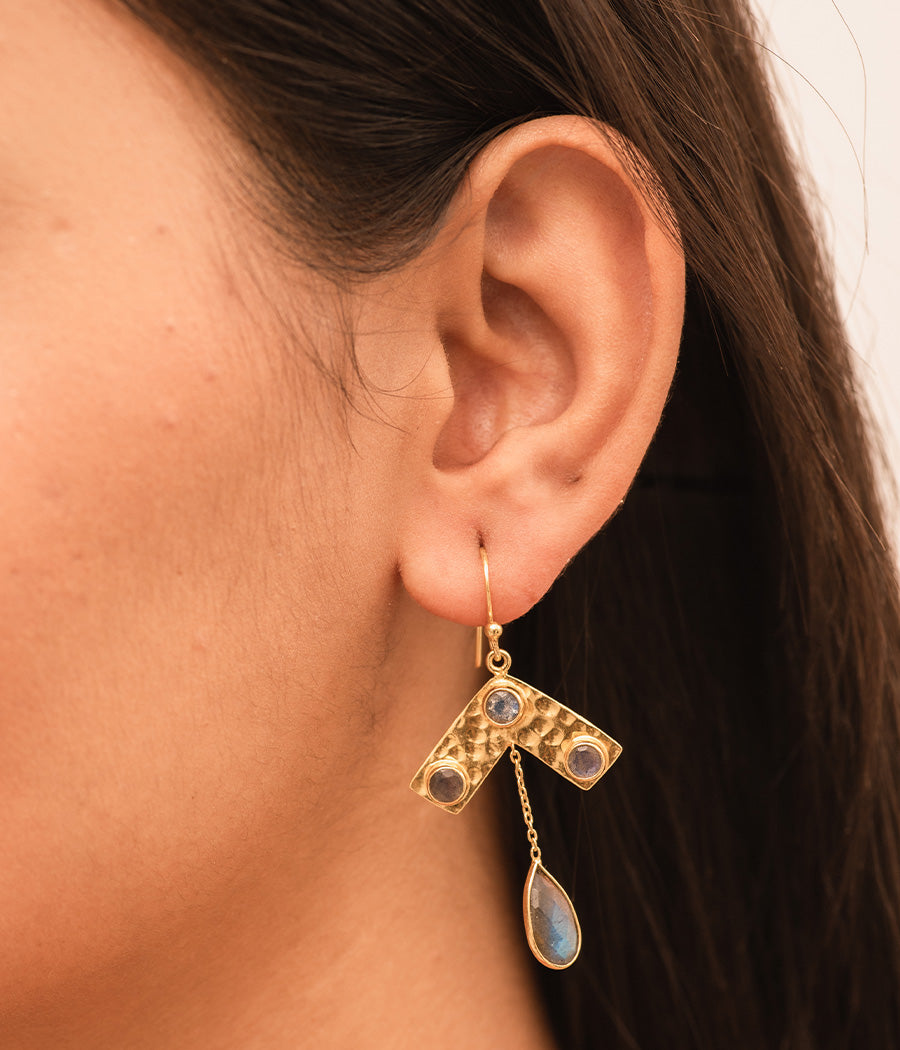 Labradorite North-facing Gold-Plated Earrings
