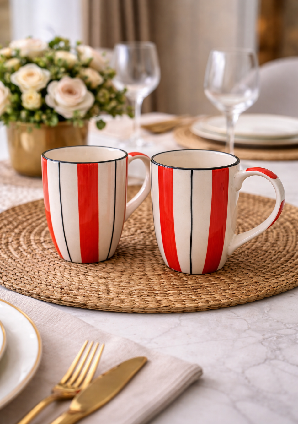 ARAVALII HANDCRAFTED RED STRIPED MUG