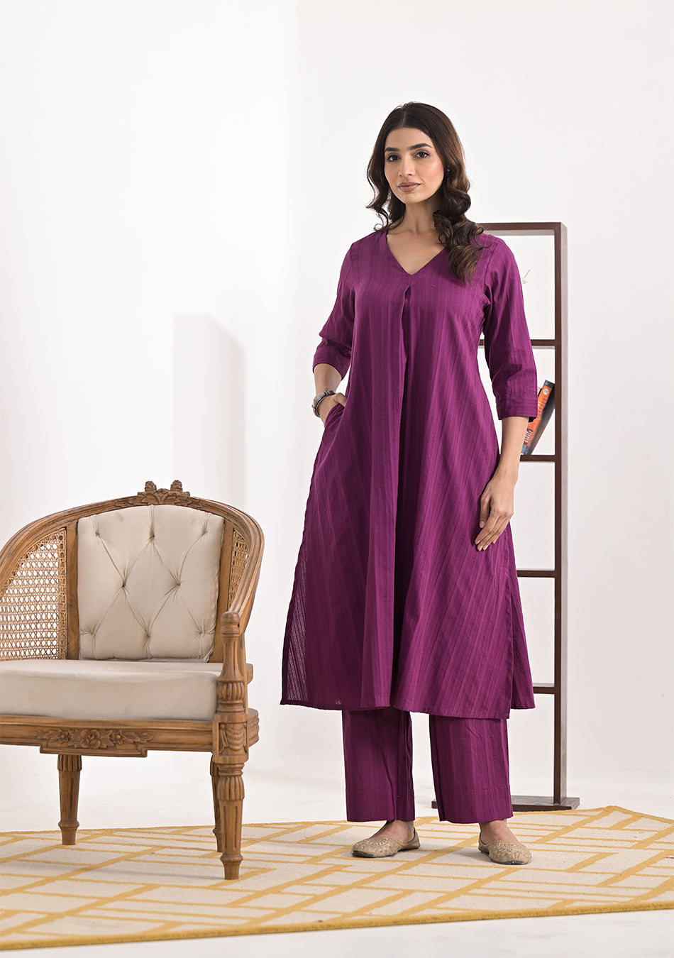 Purple Cotton Dobby Co-Ord Set