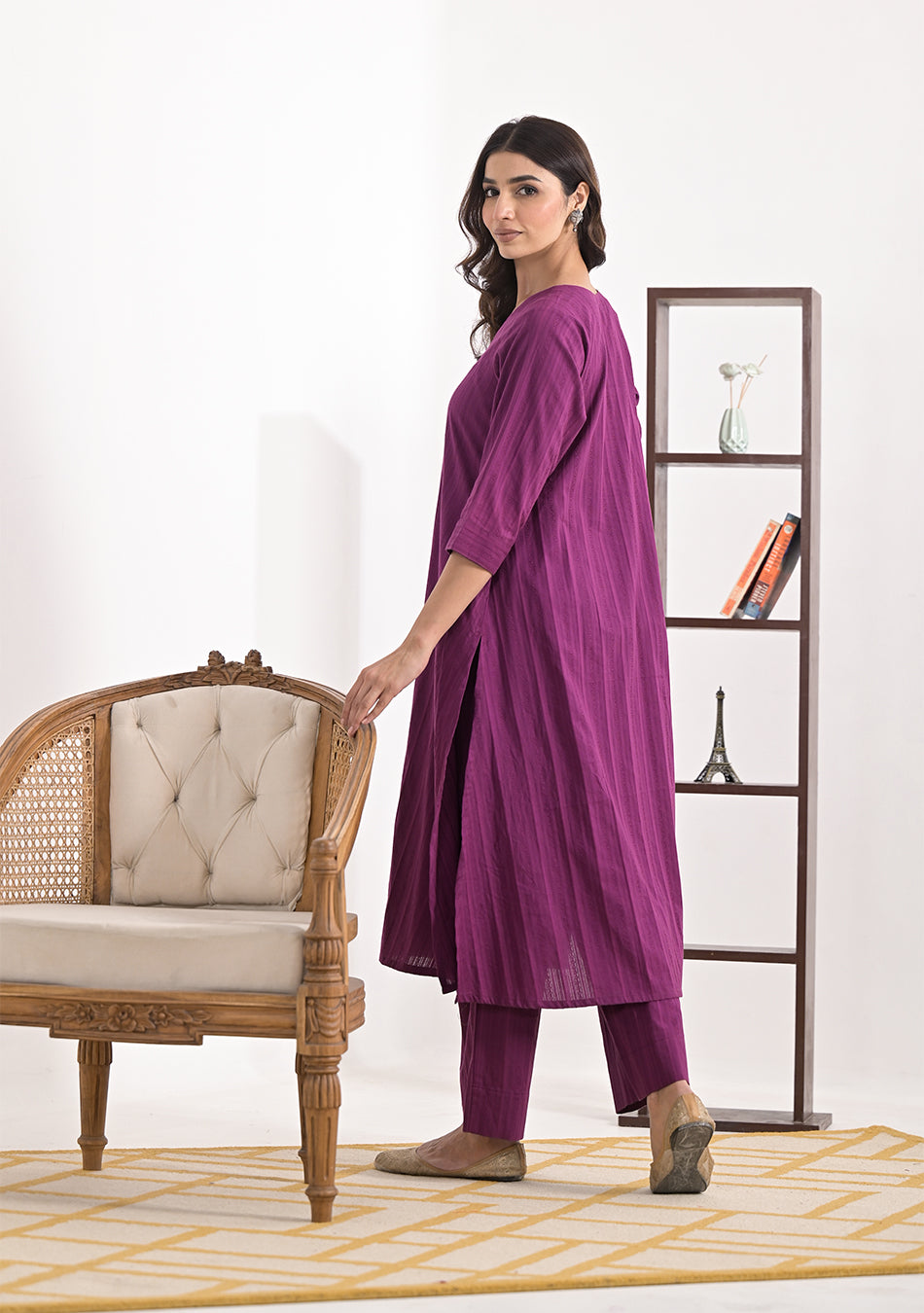 Purple Cotton Dobby Co-Ord Set