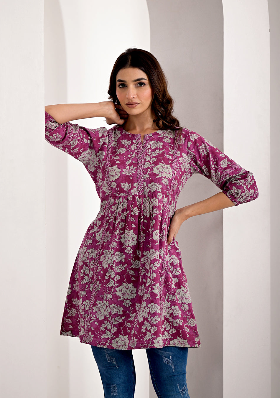 Purple Pink Floral Top
