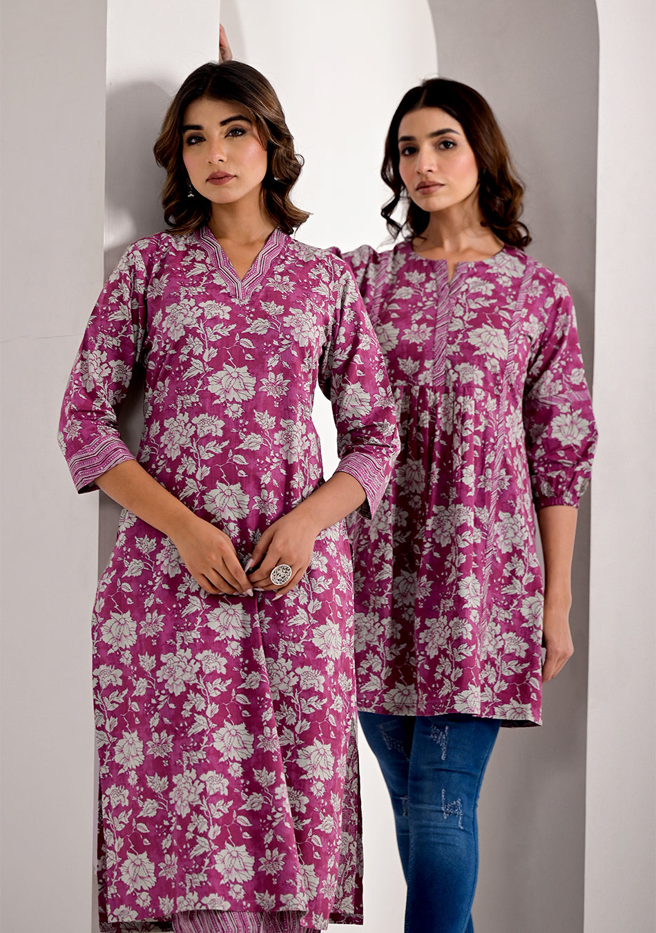 Purple Pink Kurta Pant Set