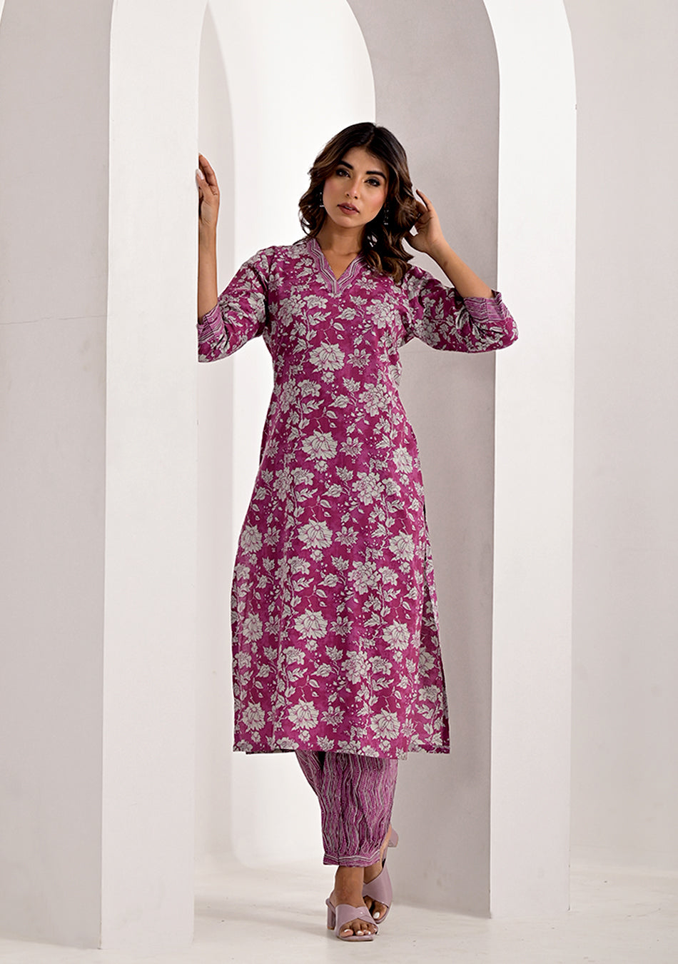 Purple Pink Kurta Pant Set