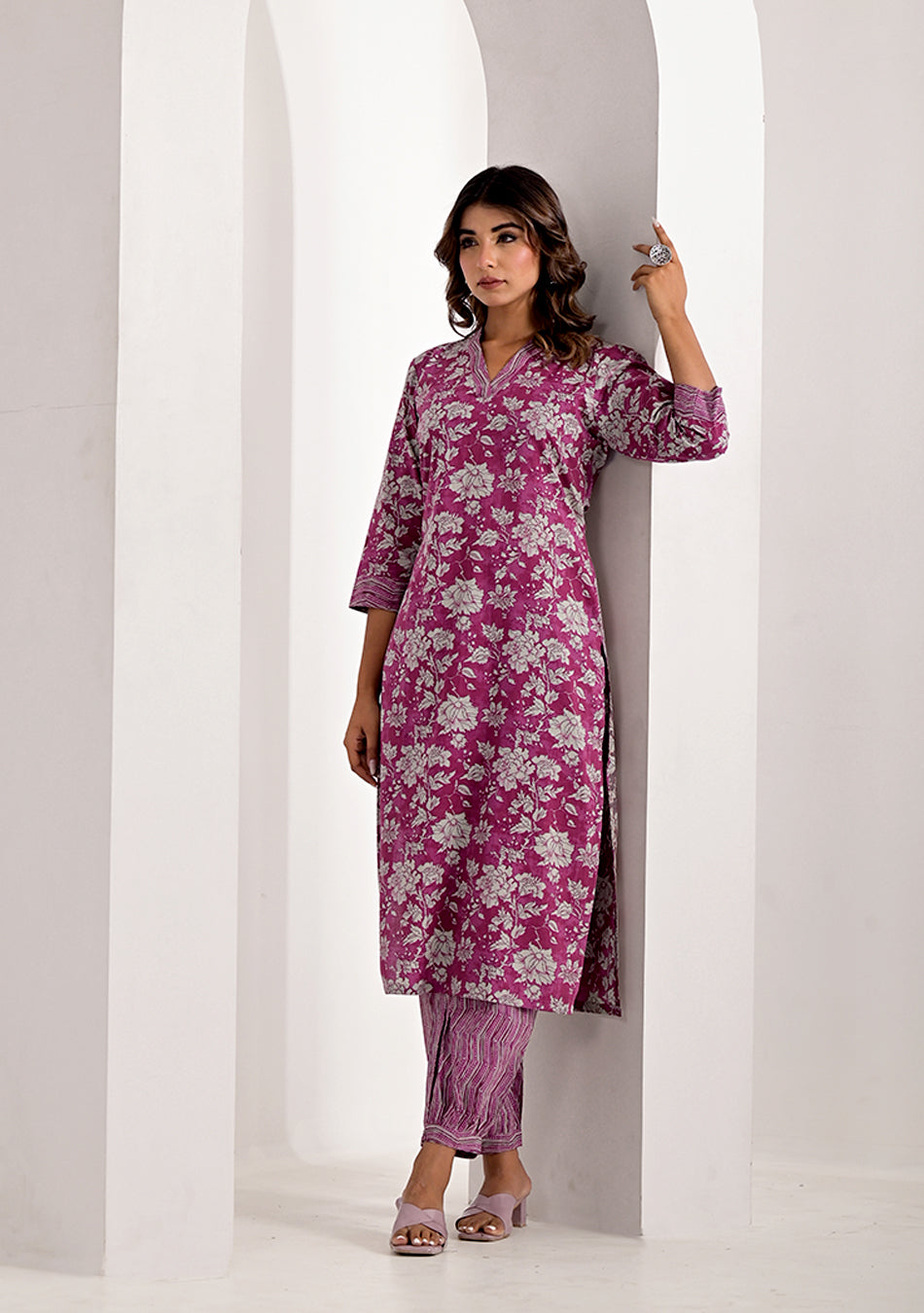 Purple Pink Kurta Pant Set