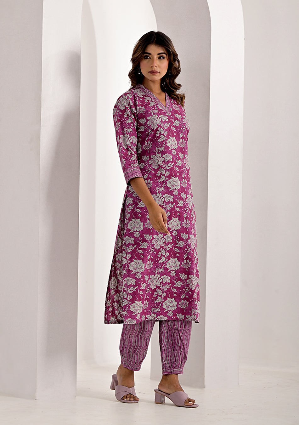 Purple Pink Kurta Pant Set