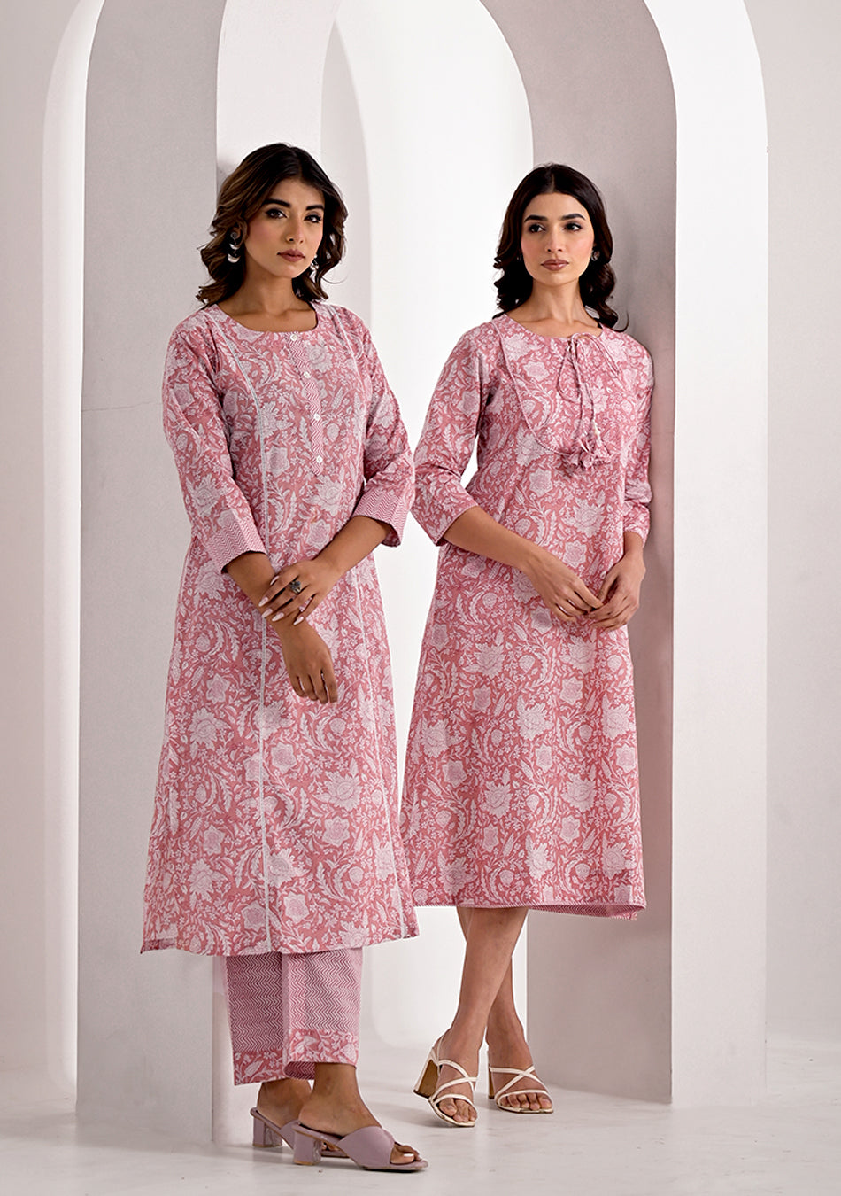 Blush Floral Kurta Pant Set