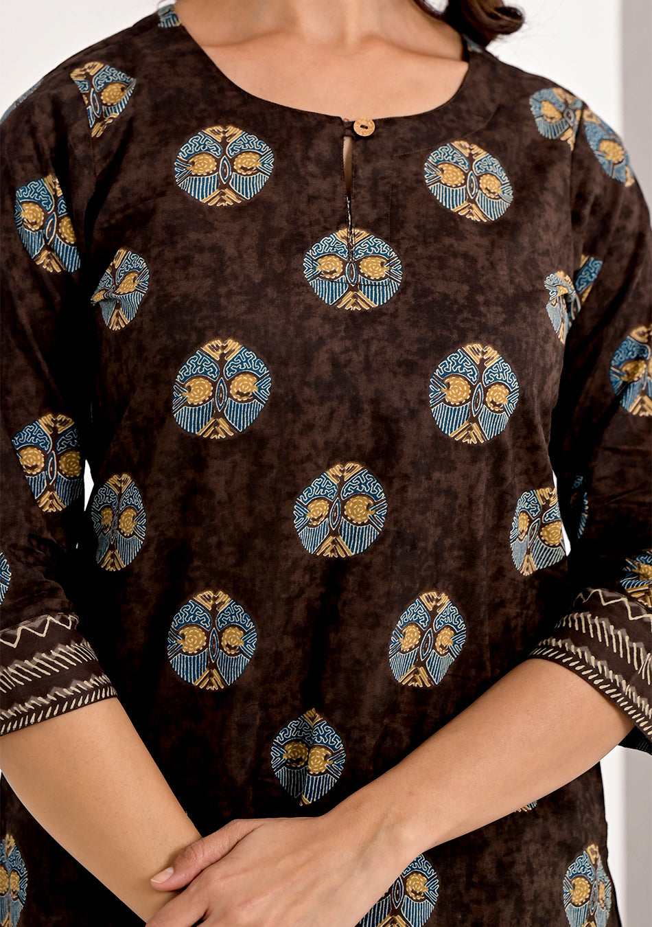 Cinnamon Brown Printed Top