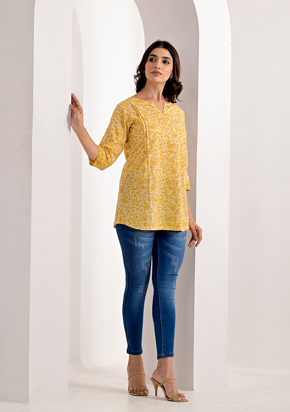 Lemon Floral Printed Kurti