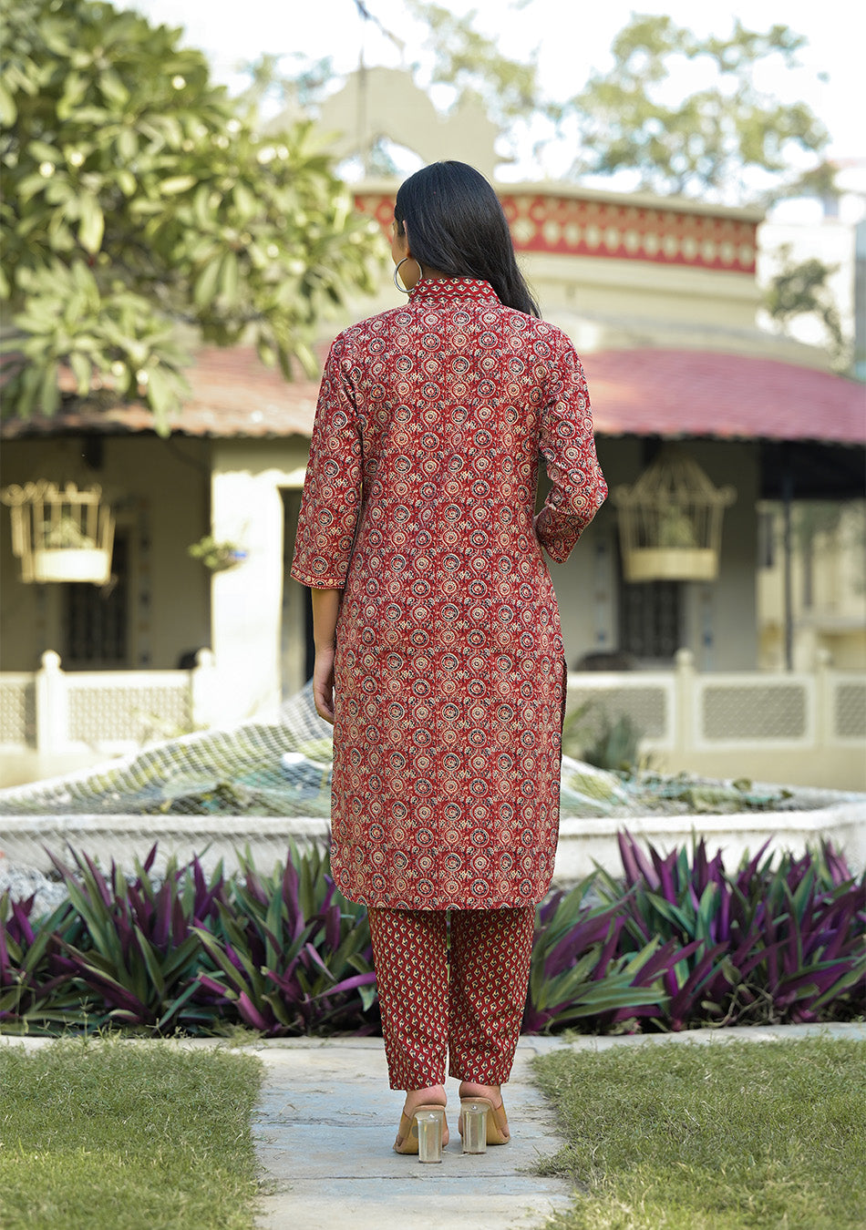 Maroon Printed Shirt Style Co-ord Set