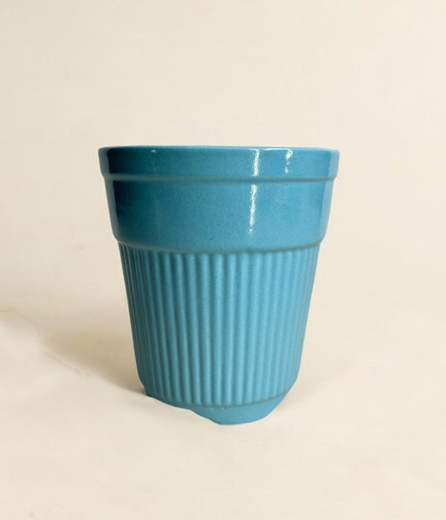 Tall Blue Ceramic Planter