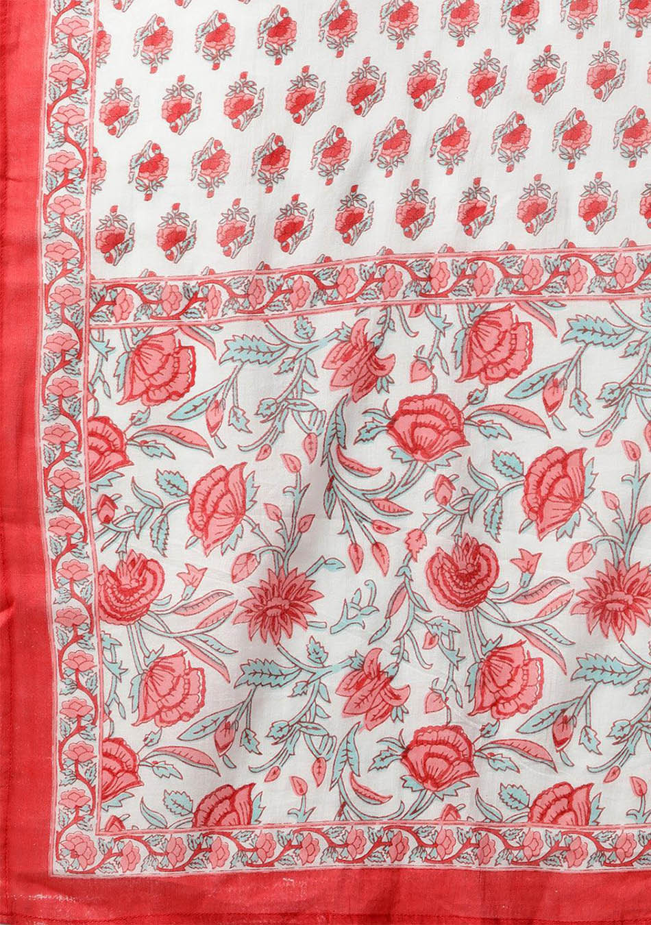 White Floral Printed Kurta Pant Set with Dupatta