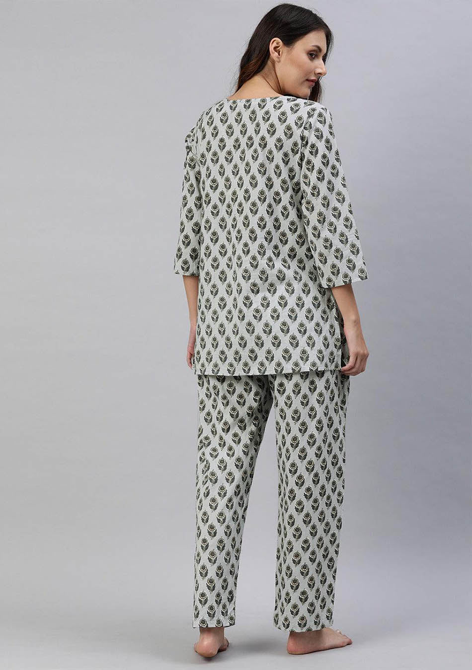 Grey Color Cotton Loungewear/Nightwear