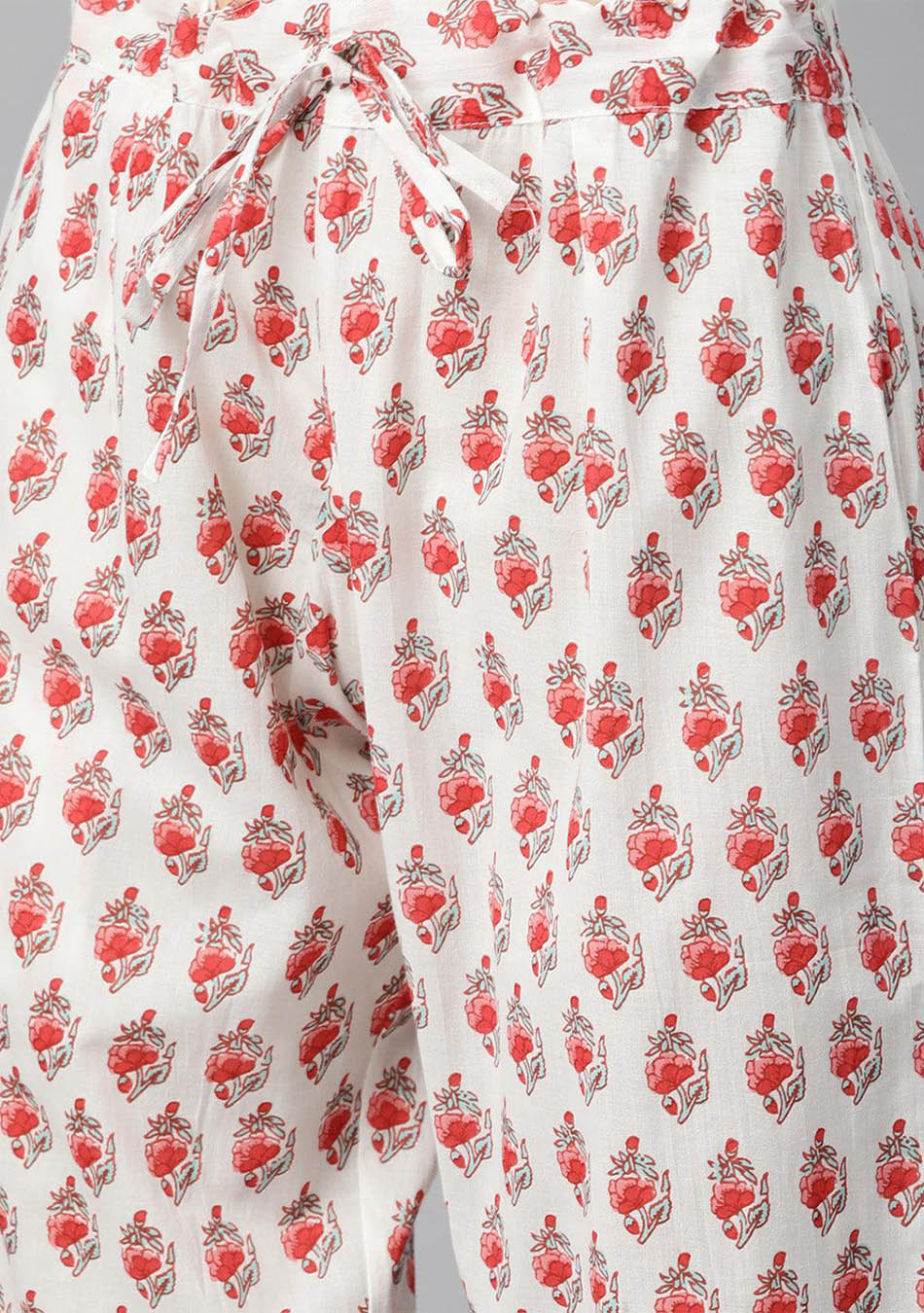 White Floral Printed Kurta Pant Set with Dupatta