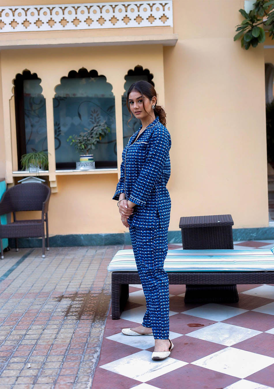 Blue Printed Night suit