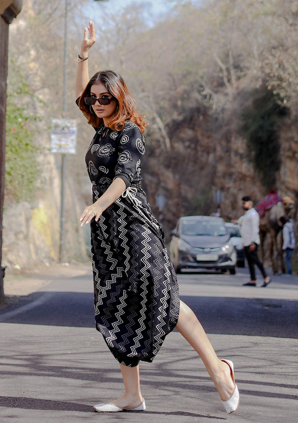 Black Dhoti Style Cotton Jumpsuit