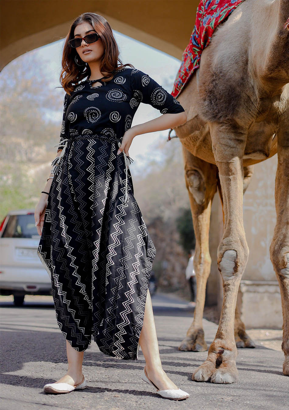 Black Dhoti Style Cotton Jumpsuit