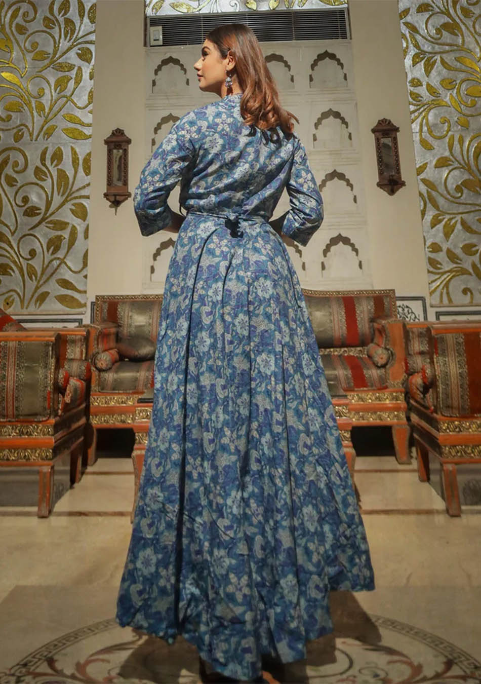 Indigo Blue High Low Flared Dress