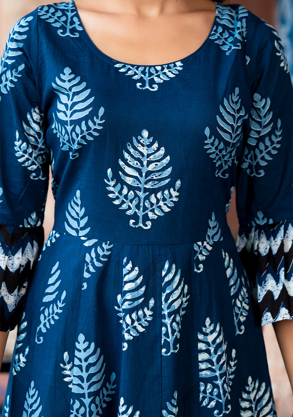 Indigo Elegance Long Cotton Anarkali