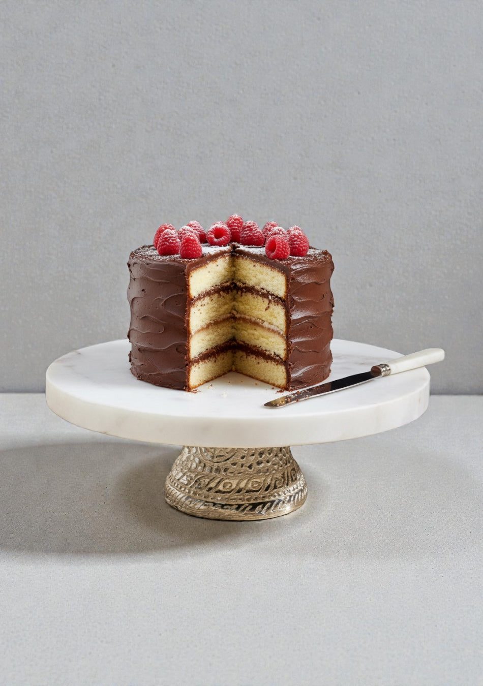 Silver Sheen + Marble Serving Stand