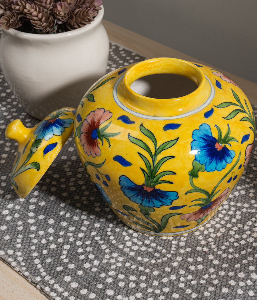 Blue Pottery Yellow Jar