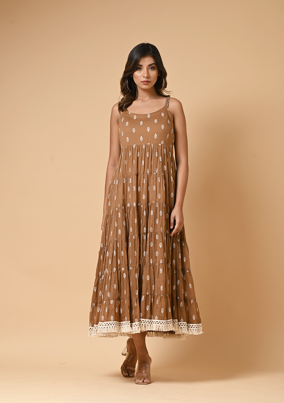 Coffee Tiered Dress