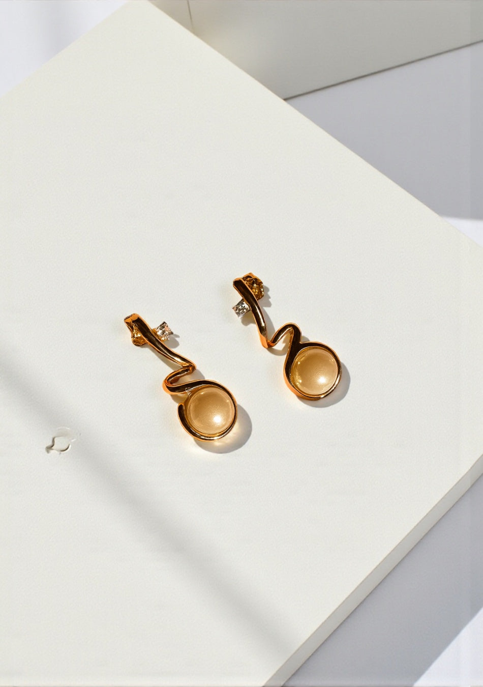 Golden Wave Pearl Earrings