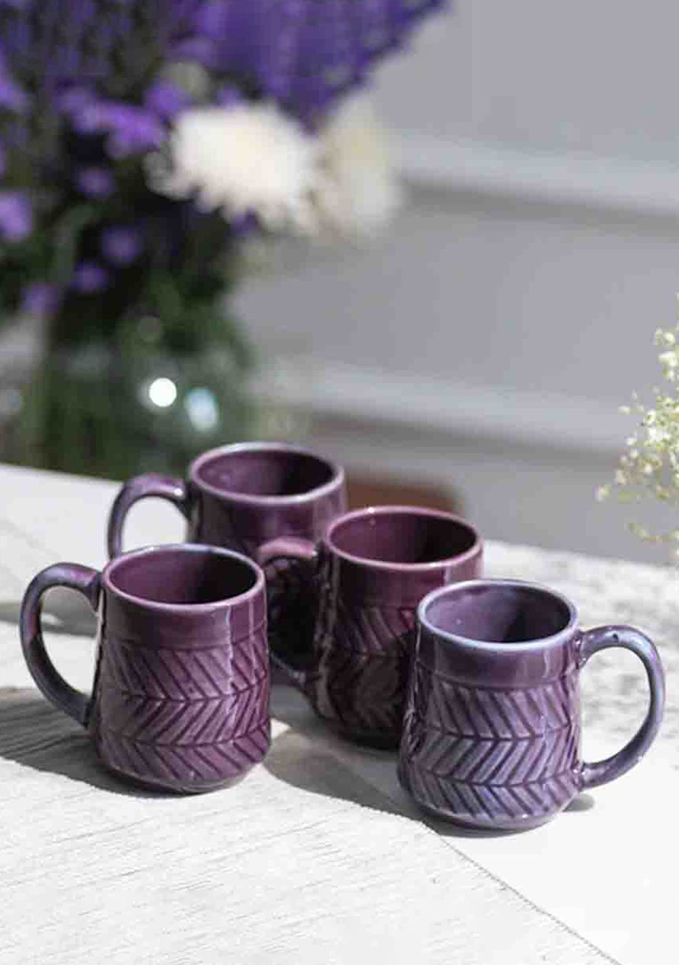 Purple Sunbird Mugs - Handcrafted