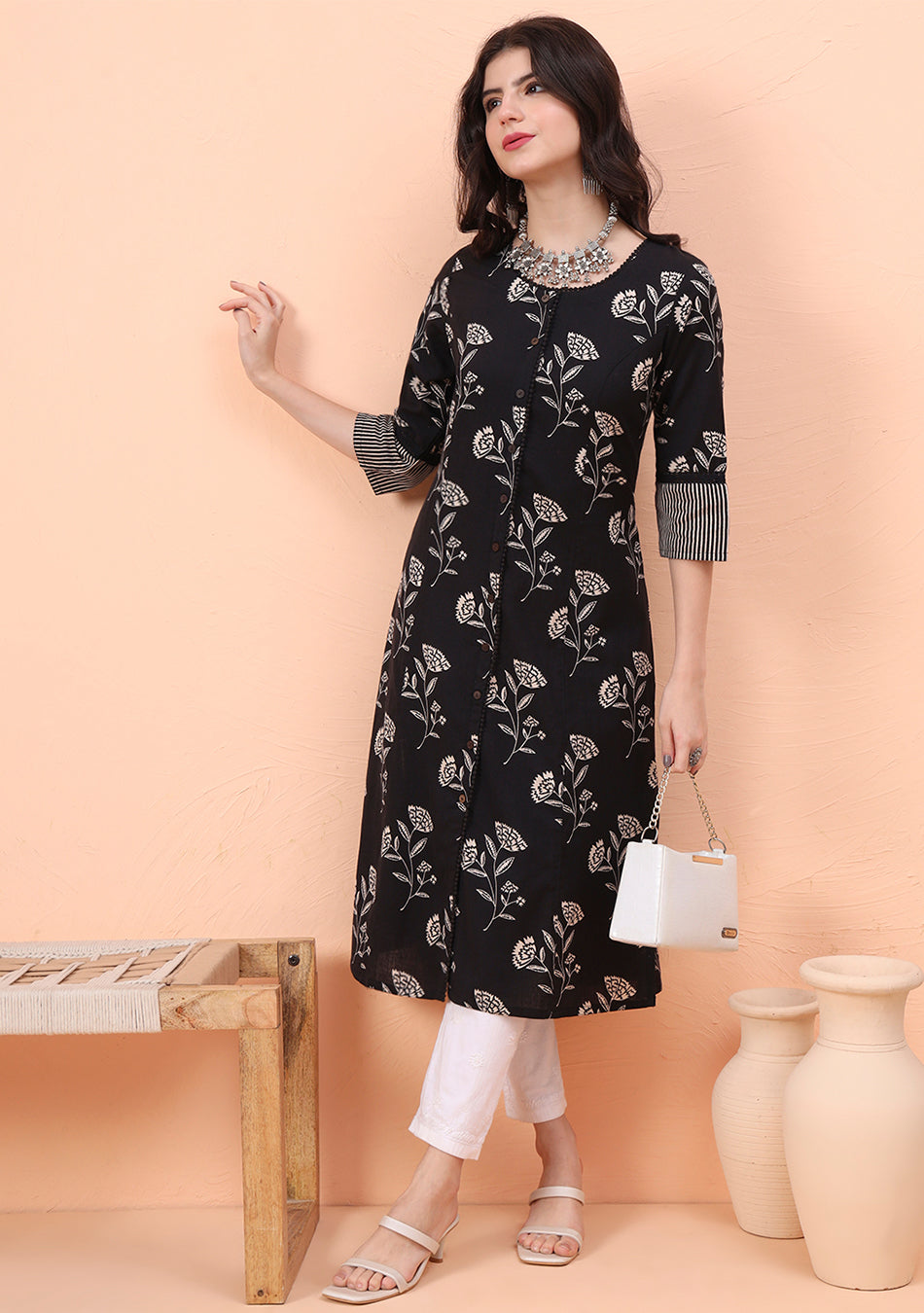 Black Magic Blossom kurta