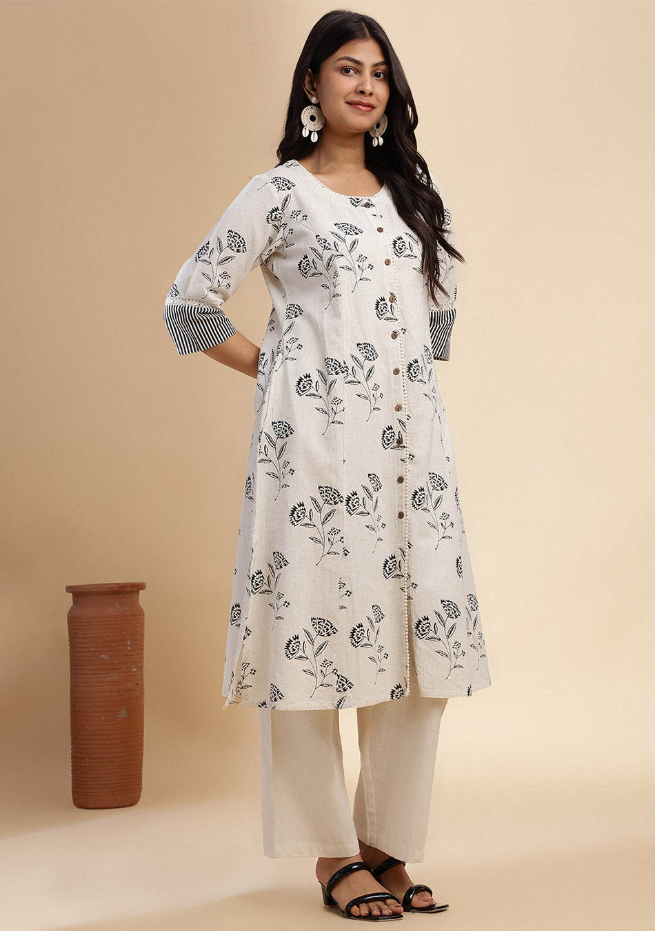 Chalk Mist Blossom Kurta