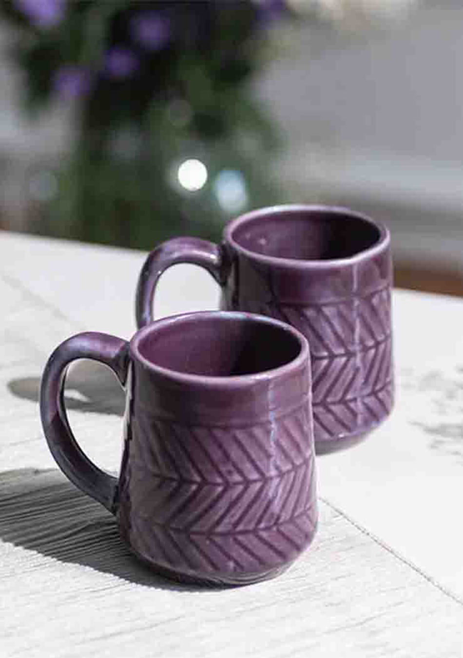 Purple Sunbird Mugs - Handcrafted