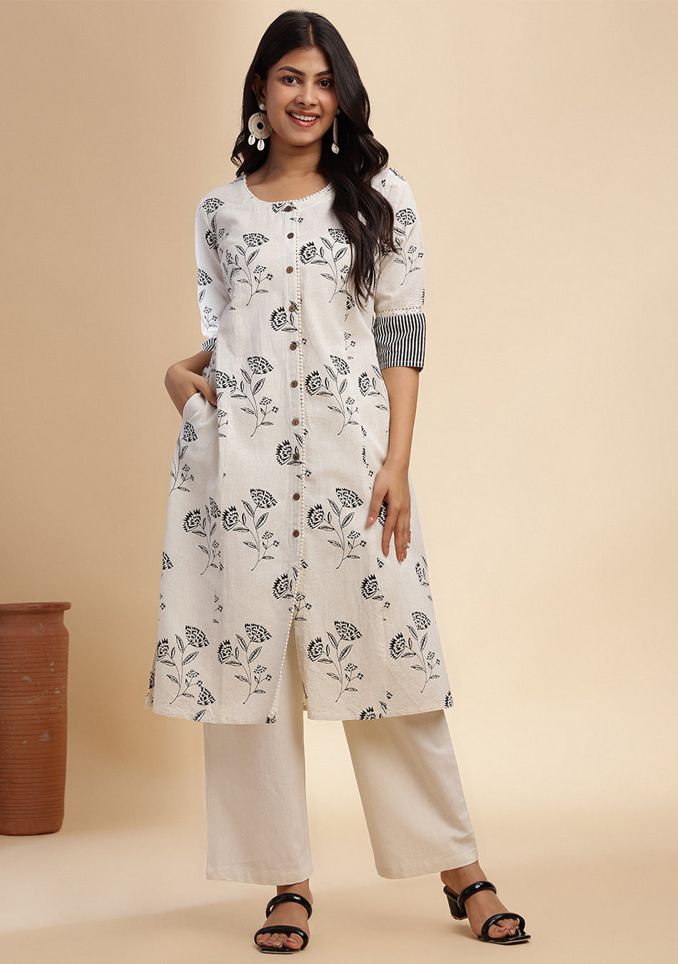 Chalk Mist Blossom Kurta