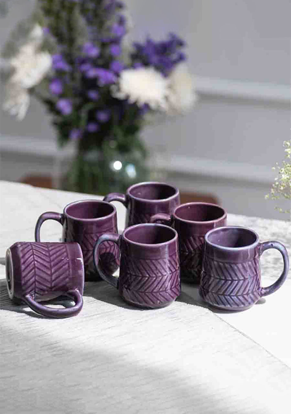Purple Sunbird Mugs - Handcrafted