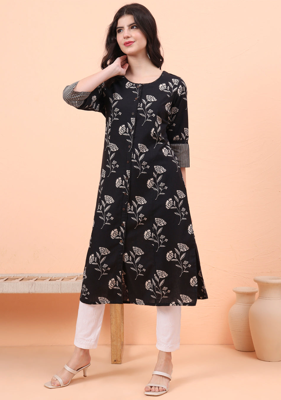 Black Magic Blossom kurta