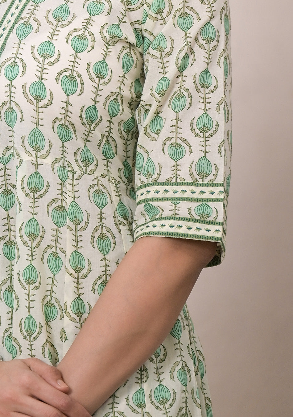 Mint Blossom Anarkali Suit with Dupatta