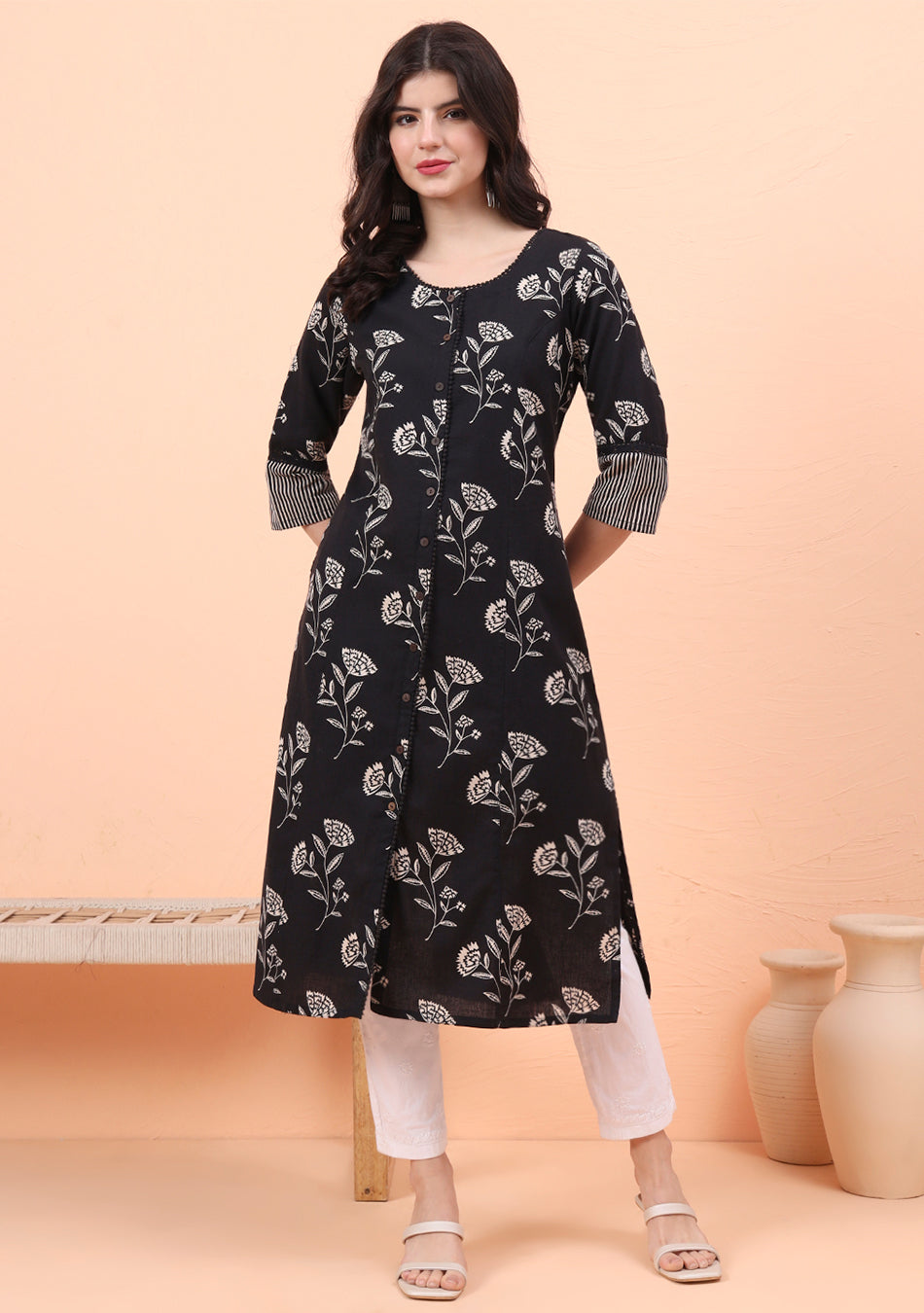 Black Magic Blossom kurta
