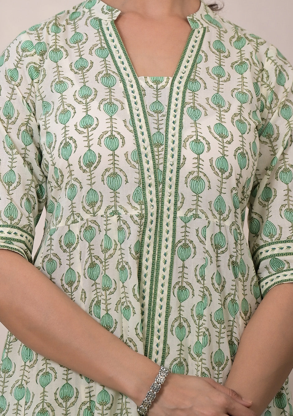 Mint Blossom Anarkali Suit with Dupatta