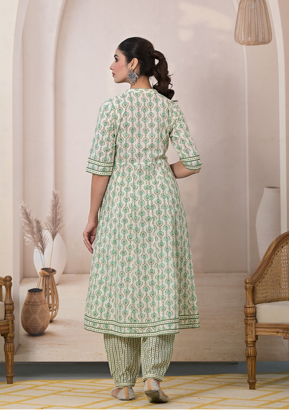 Mint Blossom Anarkali Suit with Dupatta