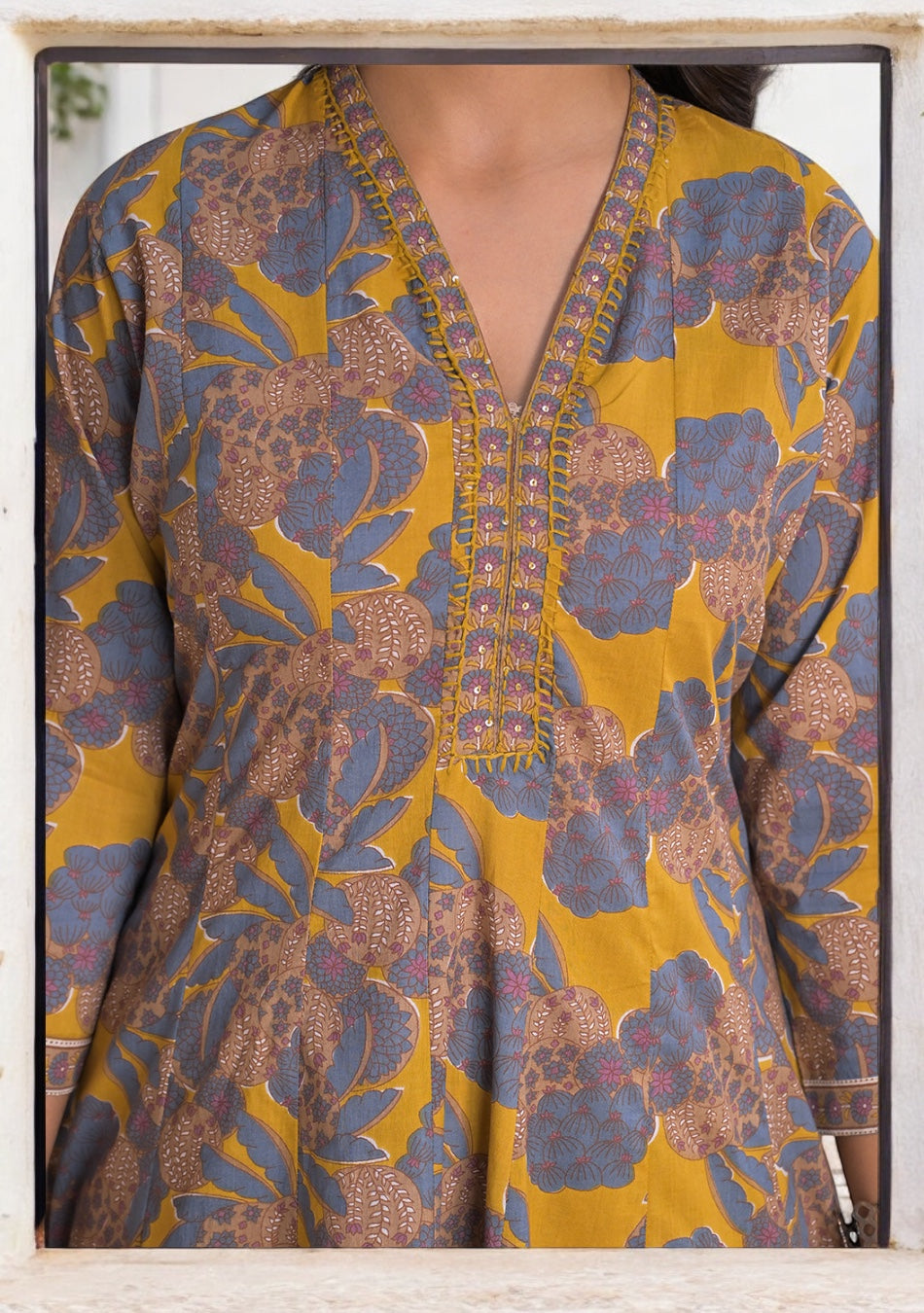 Mustard Twilight Bloom Anarkali Set