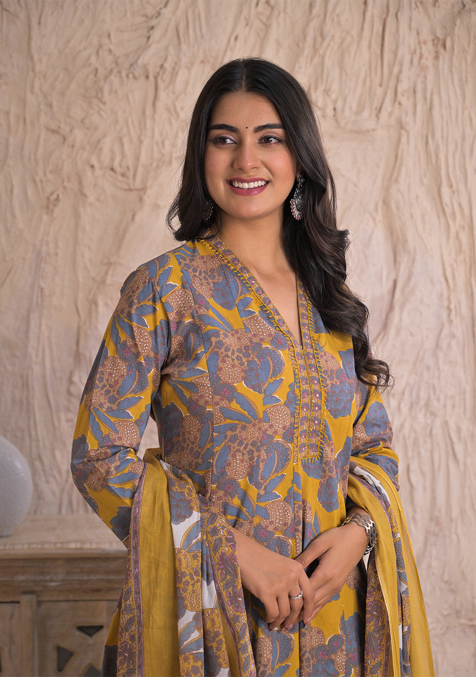 Mustard Twilight Bloom Anarkali Set