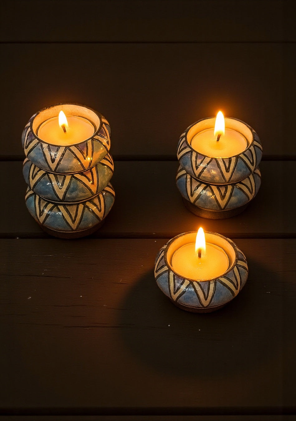 Blue Hill Ceramic Diya - Set of 6