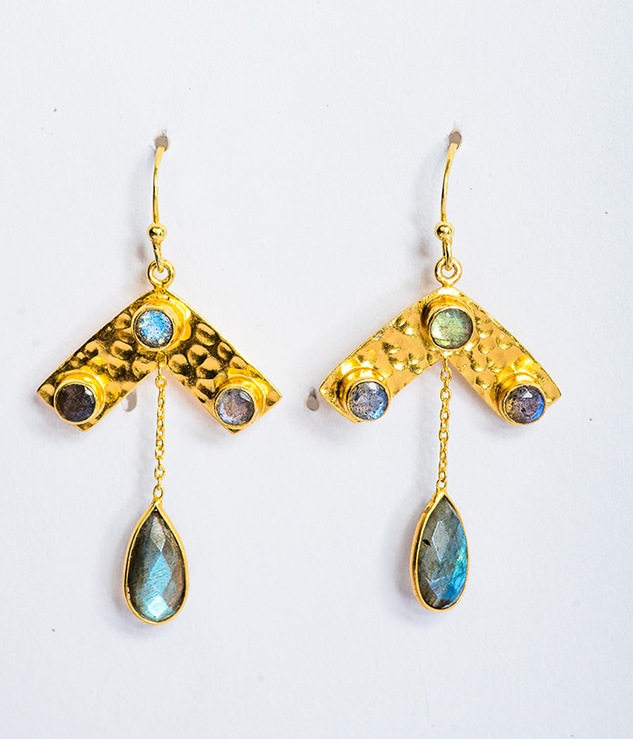 Labradorite North-facing Gold-Plated Earrings