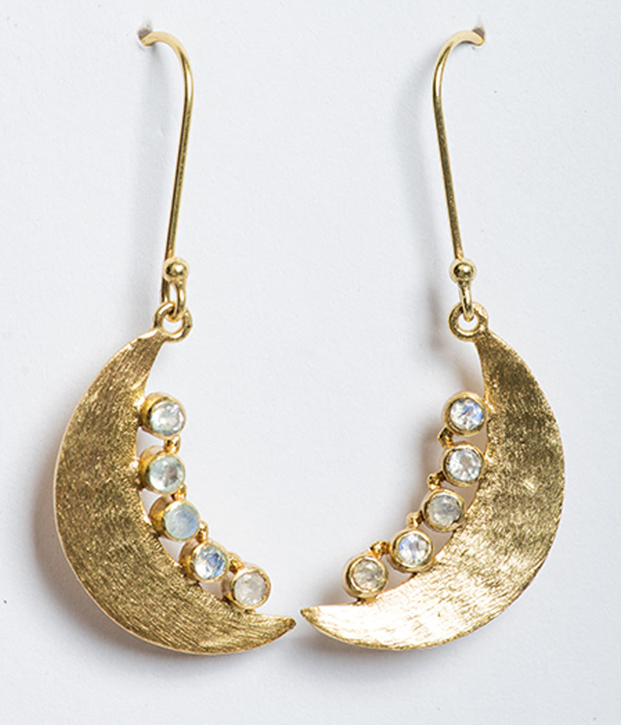Rainbow Moonstone Gold-Plated Earrings
