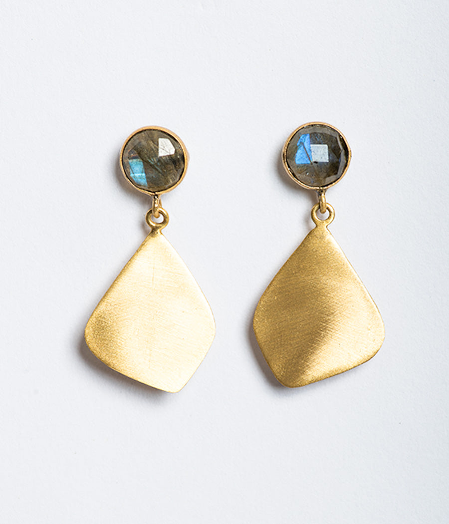 Feather-Lite Labradorite Gold-Plated Earrings