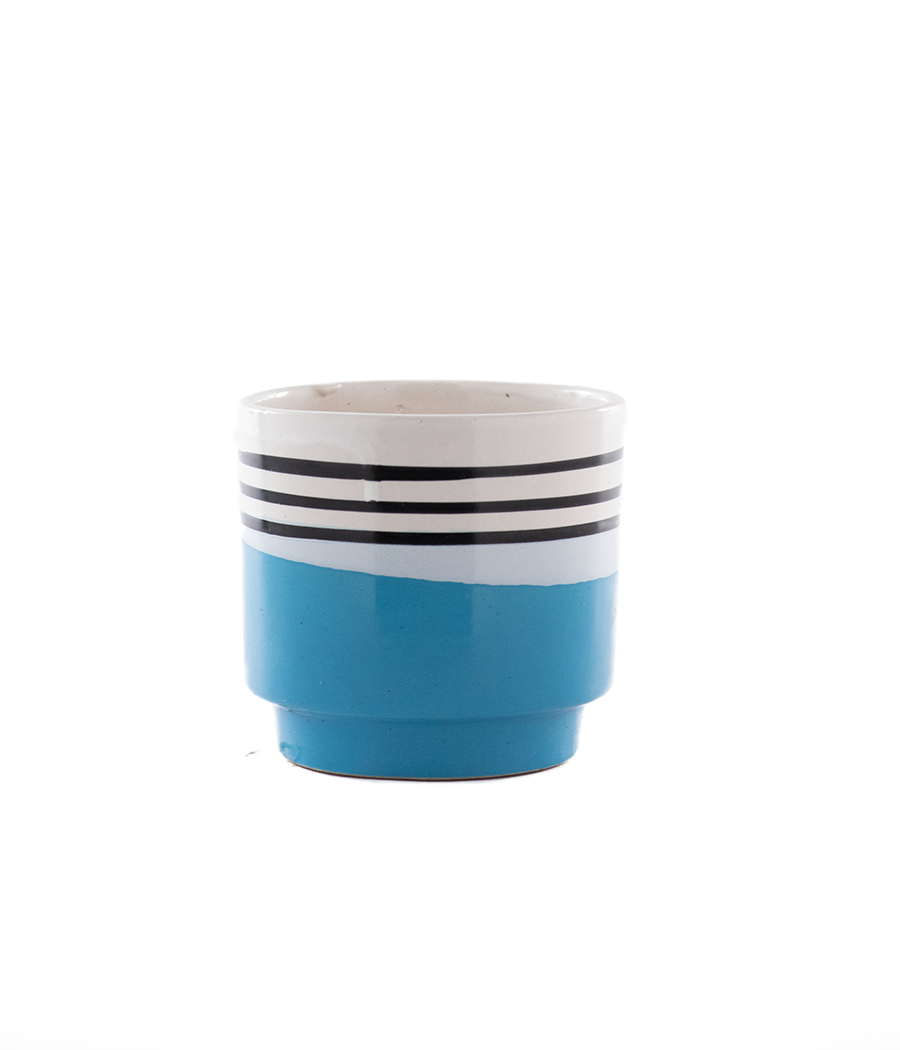 White and Blue Mini Ceramic Pot