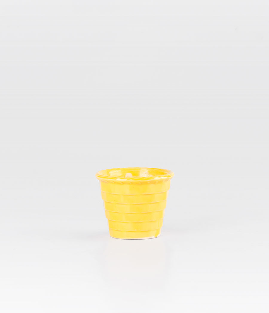 Brick pattern mini yellow ceramic pot online