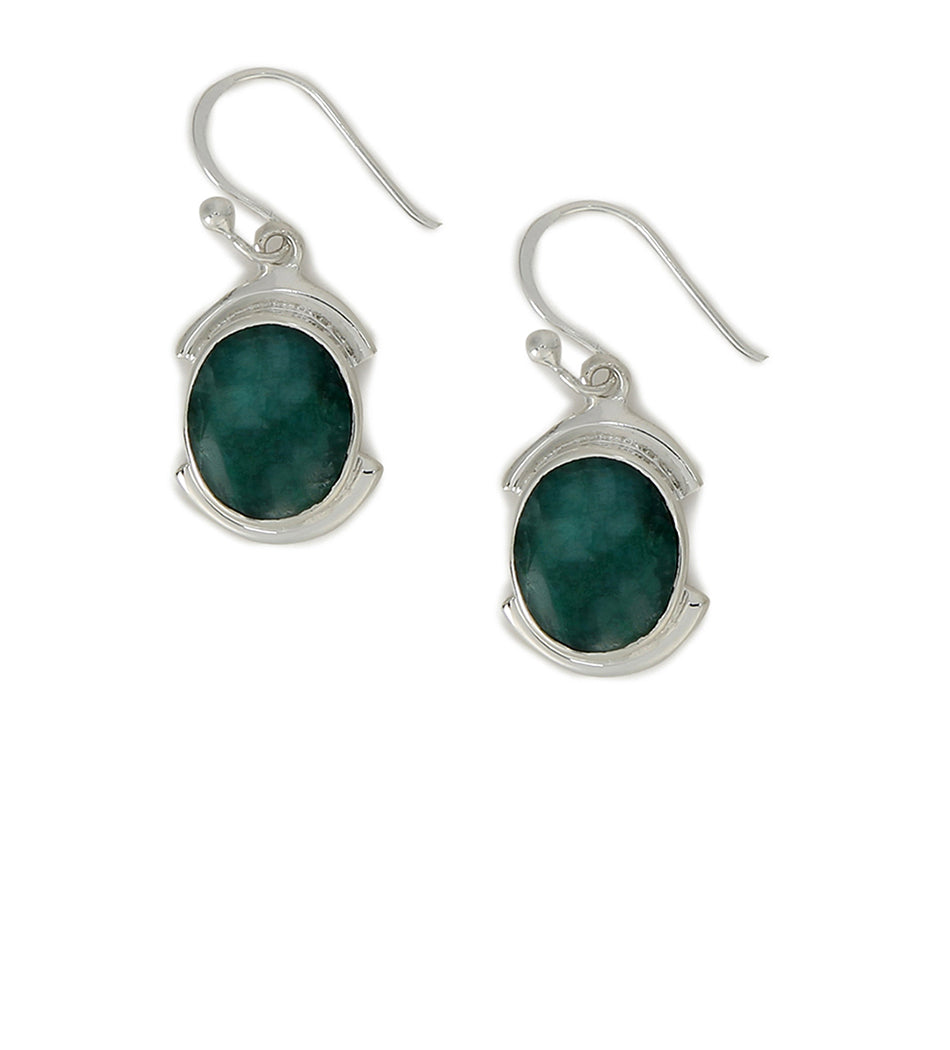 Emerald Dyed Silver Earrings